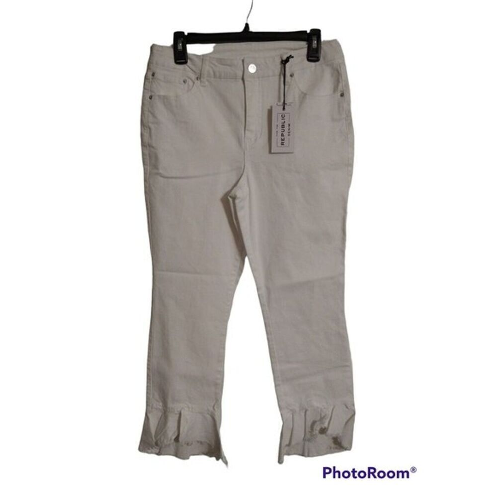 For the Republic flared Capri Jeans Sz 10 white Boho Cottagecore nwt Y2k